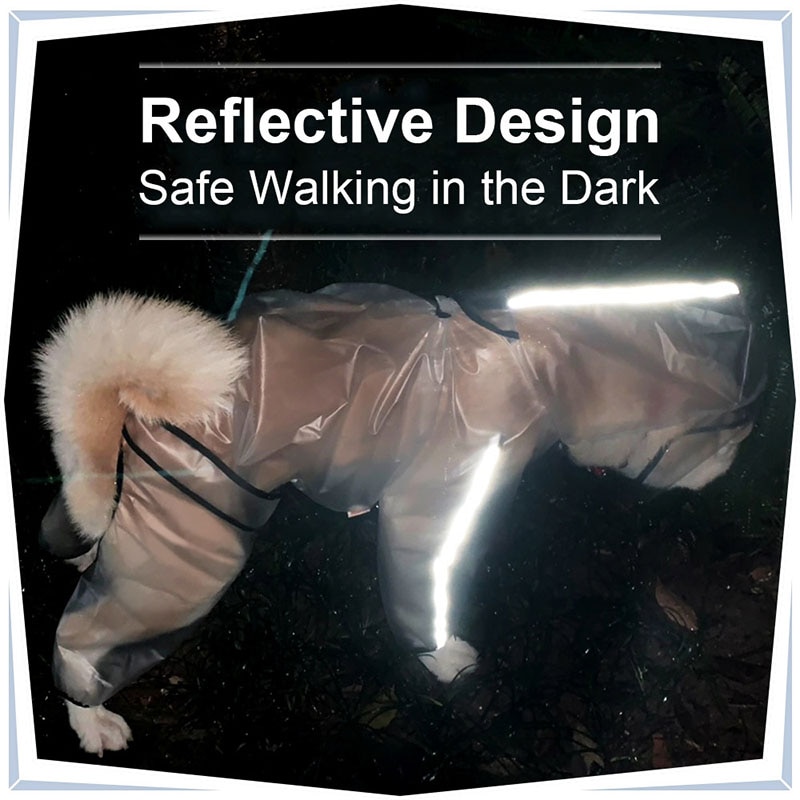 Pet Raincoat Puppy Four Feet Hooded Transparent Waterproof