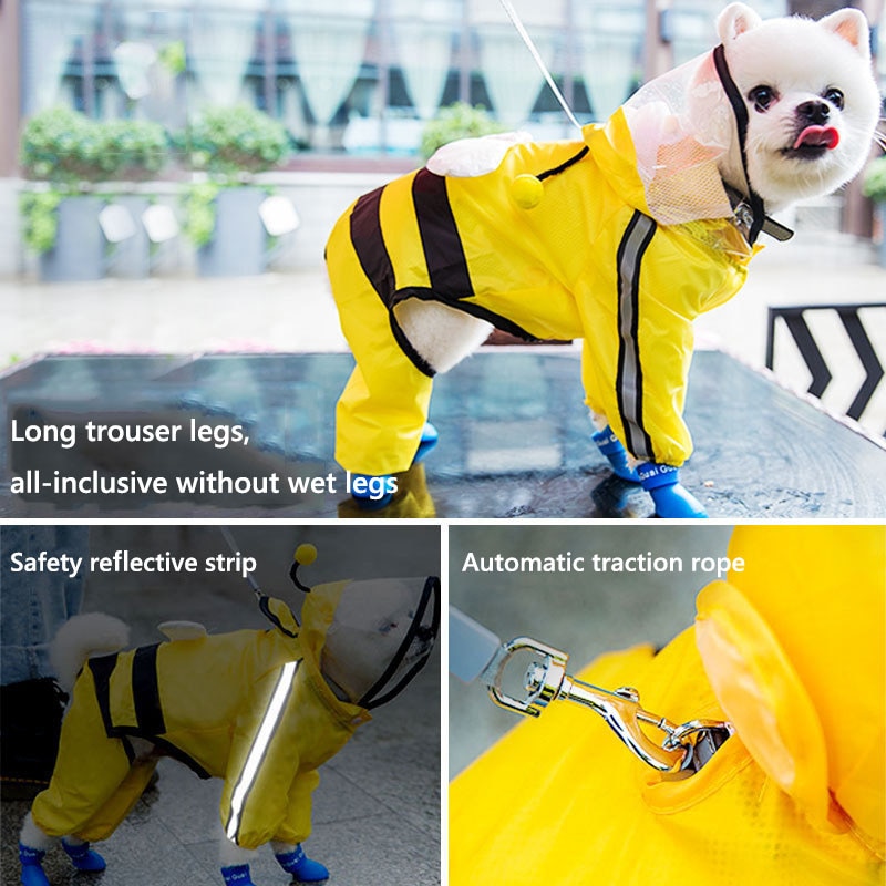 Pet Cat Dog Raincoat Hooded Waterproof Jacket for Dogs