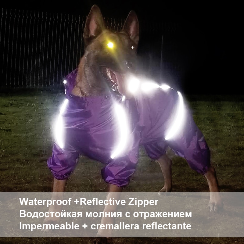 Pet Dog Raincoat Reflective Waterproof Zipper Clothes Wholesale
