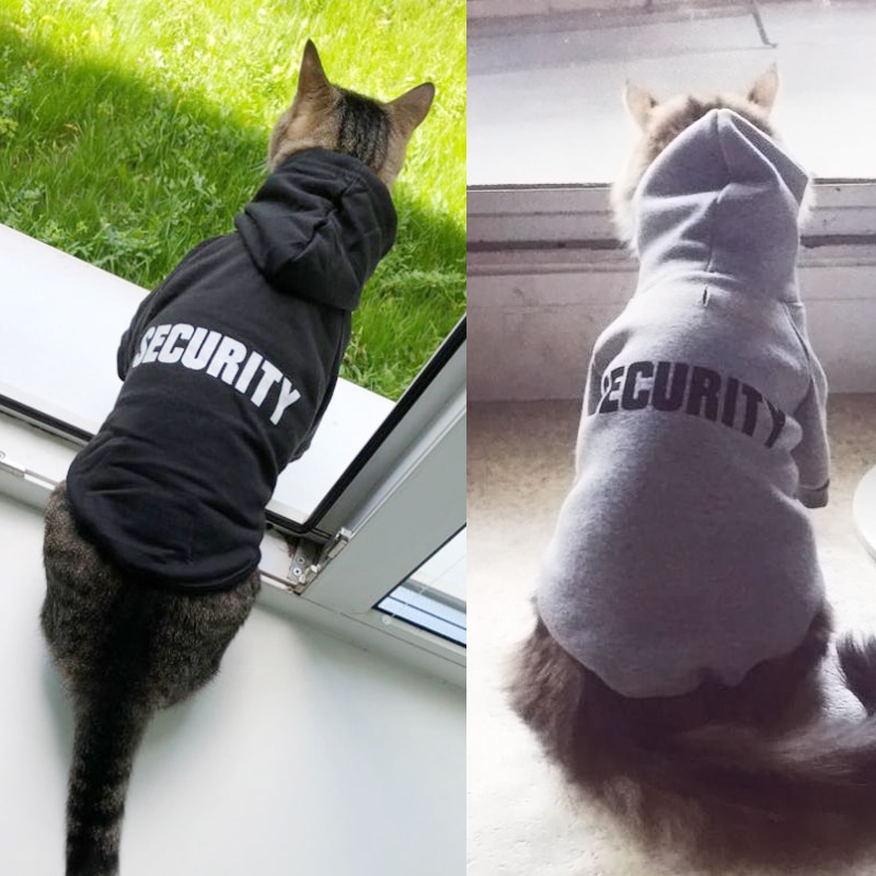 Security Cat Clothes Pet Cat Coats Jacket Hoodies For Cats Outfit