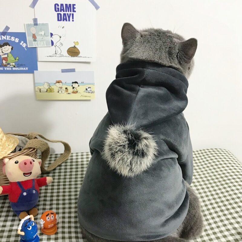 Soft Cat Dog Pet Clothes Fleece Hooded Hairball Coat Jacket
