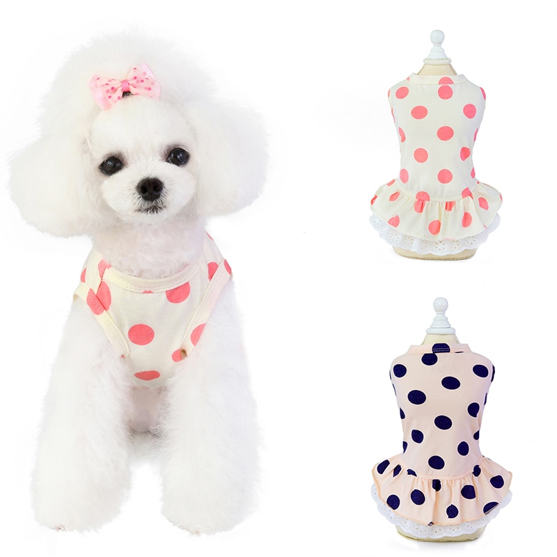 Summer Dot Puppy Dog Cat Dresses for Yorkies Chihuahua Wholesale