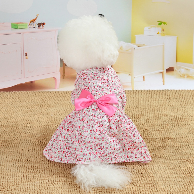 Summer Floral Bow Dog Dress Pet Wedding Dresses Wholesale