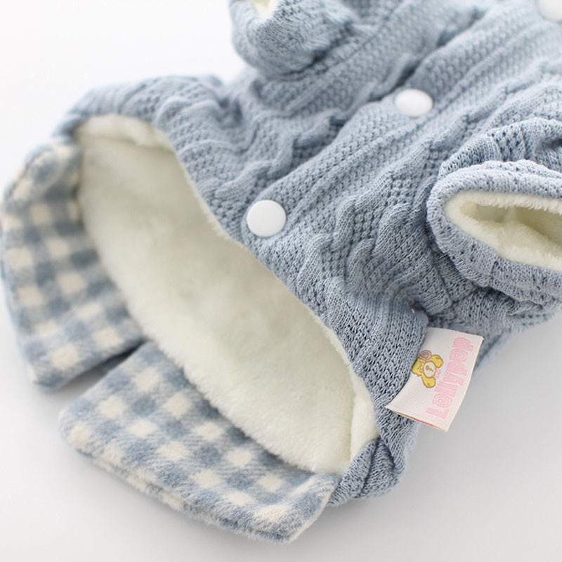 Thicken Warm Dog Coat Winter Puppy Cat Plaid Shirt Sweater Jacket For Small Dogs Bichon Knitwear Sweatshirt Jacket Pet Clothes